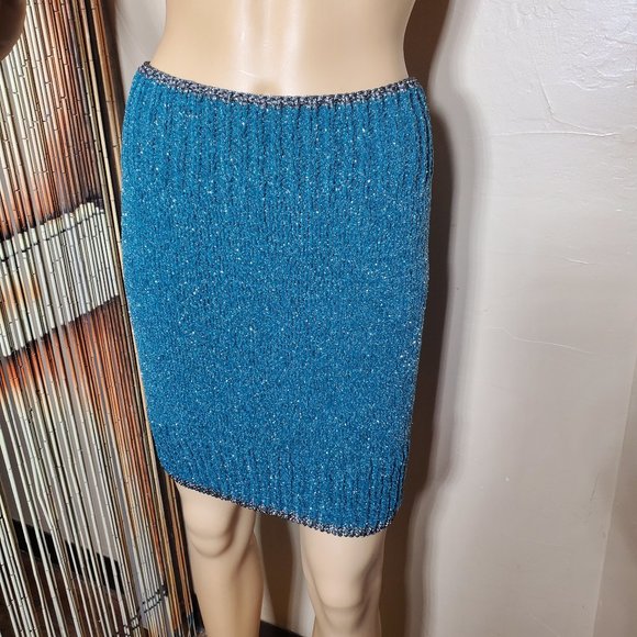 Mixit Knit Skirt - Teal & Silver Sparkle One Size - Picture 4 of 7